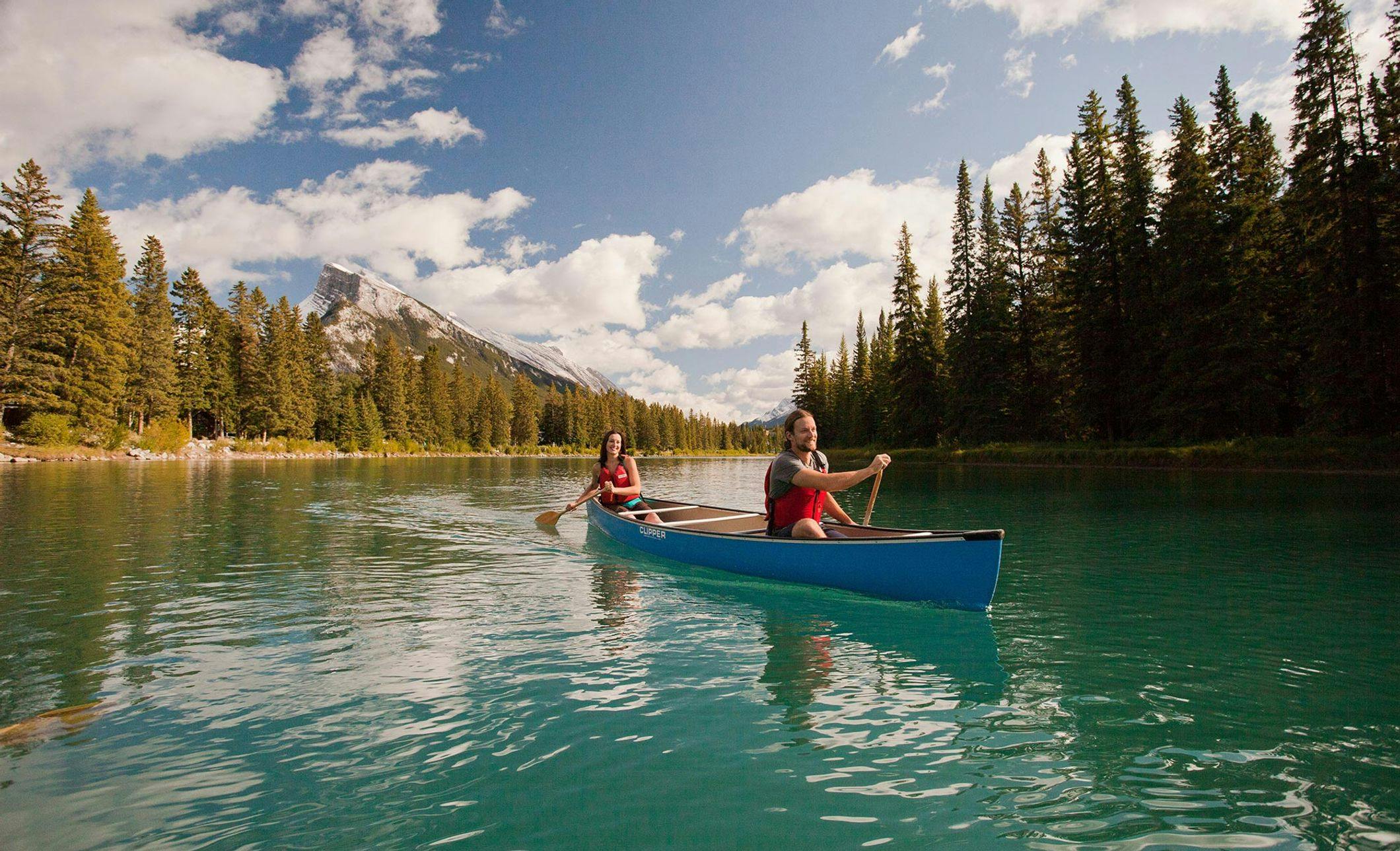 Canoeing over Vermillion Lakes, Banff National Park, AB
