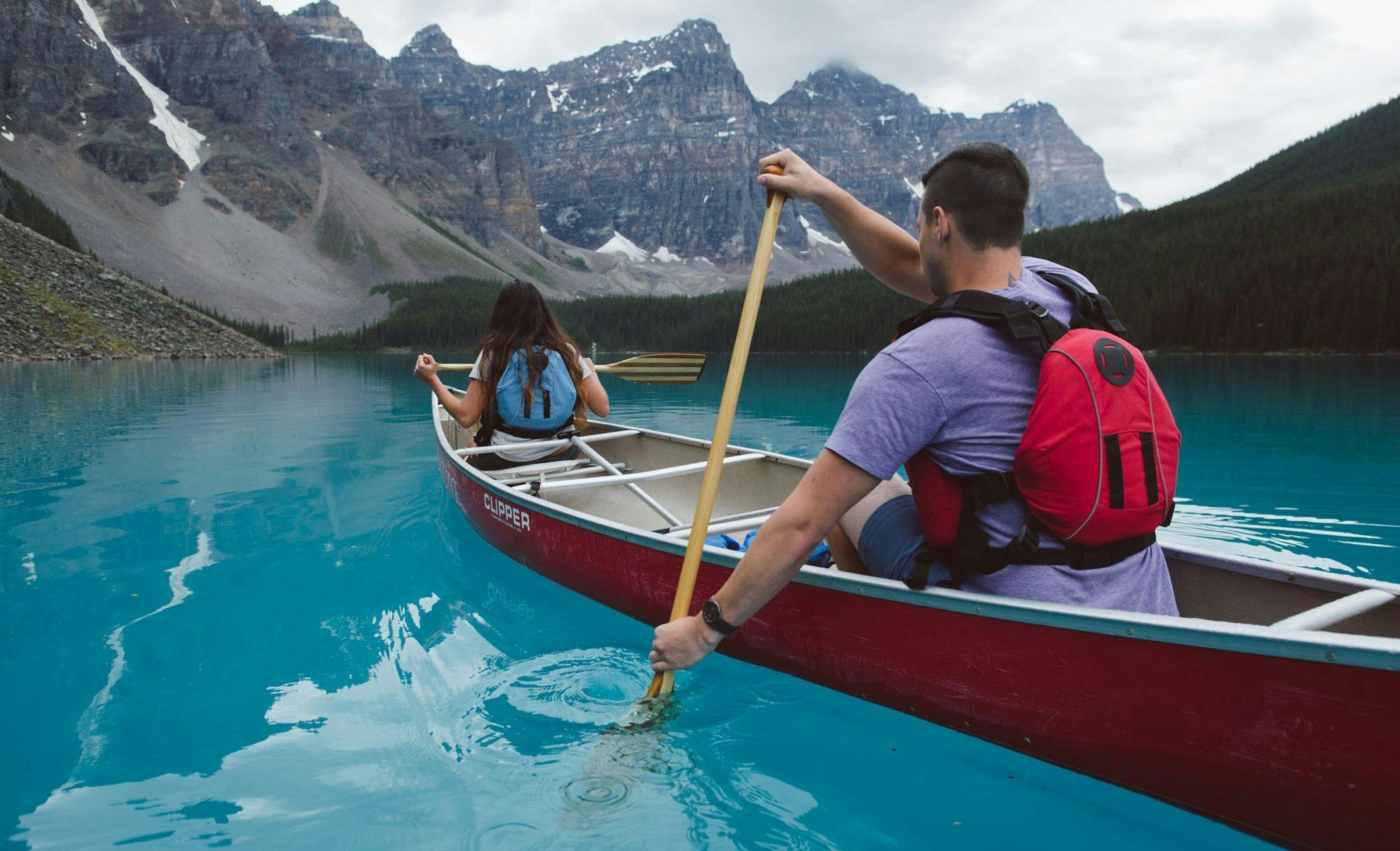 Canoeing Moraine Lake Banff National Park Jake Dyson